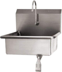 SANI-LAV - 19" Long x 15-1/2" Wide Inside, 1 Compartment, Grade 304 Stainless Steel Hand Sink Wall Mount with Single Knee Valve - 16 Gauge, 23" Long x 20" Wide x 20-1/2" High Outside, 5" Deep - Benchmark Tooling