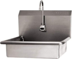 SANI-LAV - 19" Long x 15-1/2" Wide Inside, 1 Compartment, Grade 304 Stainless Steel Hand Sink Wall Mount with Electronic Faucet - 16 Gauge, 22" Long x 19" Wide x 20-1/2" High Outside, 5" Deep - Benchmark Tooling