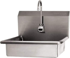 SANI-LAV - 16" Long x 12-1/2" Wide Inside, 1 Compartment, Grade 304 Stainless Steel Hand Sink Wall Mount with Electronic Faucet - 16 Gauge, 19" Long x 16" Wide x 20-1/2" High Outside, 6" Deep - Benchmark Tooling