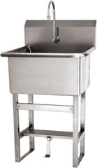 SANI-LAV - 22" Long x 16" Wide Inside, 1 Compartment, Grade 304 Stainless Steel Scrub Sink Floor Mount with Single Foot Valve - 16 Gauge, 25" Long x 19-1/2" Wide x 46-1/2" High Outside, 10-1/2" Deep - Benchmark Tooling