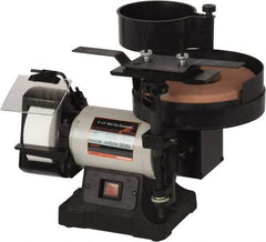 Enco - 5 & 8" Wheel Diam x 1 & 2" Wheel Width, 1/3 hp Wet/Dry Grinder - 3/4" Arbor Hole Diam, 1 Phase, 380 & 3,450 Max RPM, 120 Volts - Benchmark Tooling