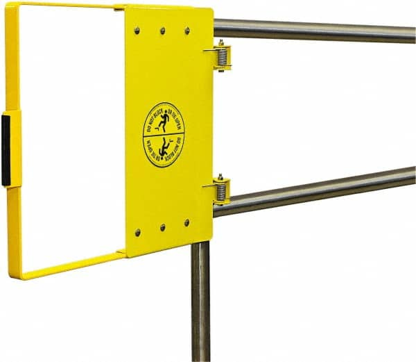 FabEnCo - Powder Coated Carbon Steel Self Closing Rail Safety Gate - Fits 42 to 48" Clear Opening, 1-1/2" Wide x 22" Door Height, 33 Lb, Yellow - Benchmark Tooling