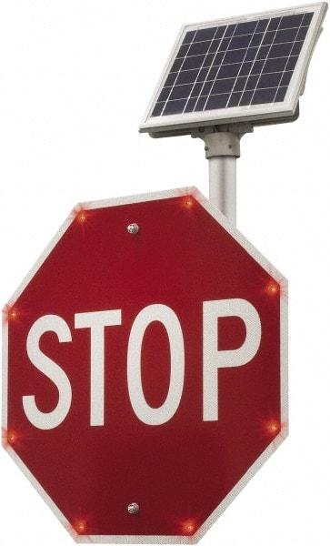 TAPCO - "Stop", 24" Wide x 24" High, Aluminum Stop & Yield Signs - 0.08" Thick, Red/White, Diamond Grade Reflectivity, Octagon, Post Mount - Benchmark Tooling