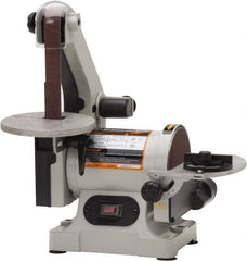 Enco - 30 Inch Long x 1 Inch Wide Belt, 5 Inch Diameter, Vertical Combination Sanding Machine - 3,340 Ft./min Belt Speed, 1/3 HP, Single Phase - Benchmark Tooling