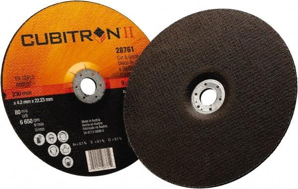 3M - 36 Grit, 9" Wheel Diam, 1/8" Wheel Thickness, 7/8" Arbor Hole, Type 27 Depressed Center Wheel - Ceramic, 6,650 Max RPM - Benchmark Tooling