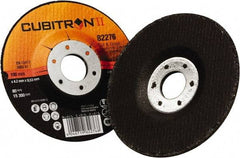 3M - 36 Grit, 4" Wheel Diam, 1/8" Wheel Thickness, 3/8" Arbor Hole, Type 27 Depressed Center Wheel - Ceramic, 15,300 Max RPM - Benchmark Tooling