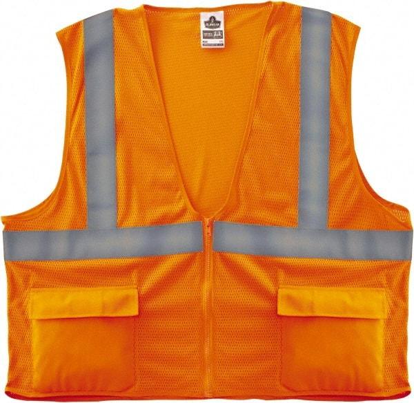 Ergodyne - Size 4X/5XL High Visibility Orange Mesh General Purpose Vest - 58 to 64" Chest, ANSI/ISEA 107, Zipper Closure, 3 Pockets, Polyester - Benchmark Tooling