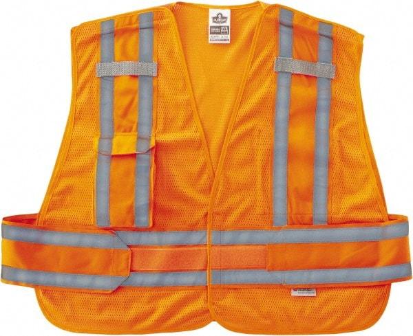 Ergodyne - Size 3X/4XL High Visibility Orange Mesh Expandable Vest - 56 to 62" Chest, ANSI/ISEA 107, Hook & Loop Closure, 2 Pockets, Polyester - Benchmark Tooling