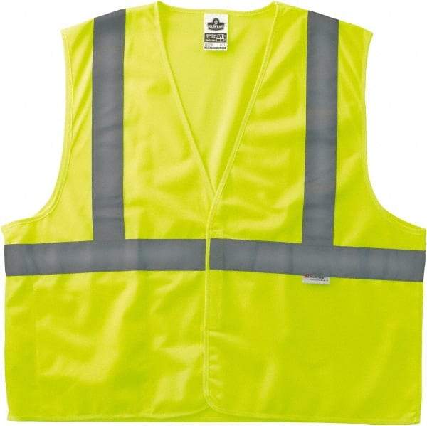 Ergodyne - Size S/M High Visibility Lime Solid General Purpose Vest - 36 to 44" Chest, ANSI/ISEA 107, Hook & Loop Closure, 3 Pockets, Polyester - Benchmark Tooling