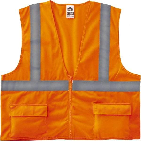 Ergodyne - Size 2X/3XL High Visibility Orange Solid General Purpose Vest - 52 to 58" Chest, ANSI/ISEA 107, Zipper Closure, 3 Pockets, Polyester - Benchmark Tooling