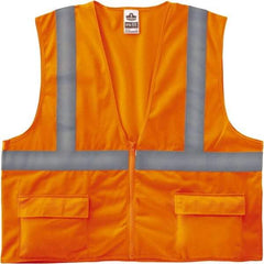 Ergodyne - Size S/M High Visibility Orange Solid General Purpose Vest - 36 to 44" Chest, ANSI/ISEA 107, Zipper Closure, 3 Pockets, Polyester - Benchmark Tooling