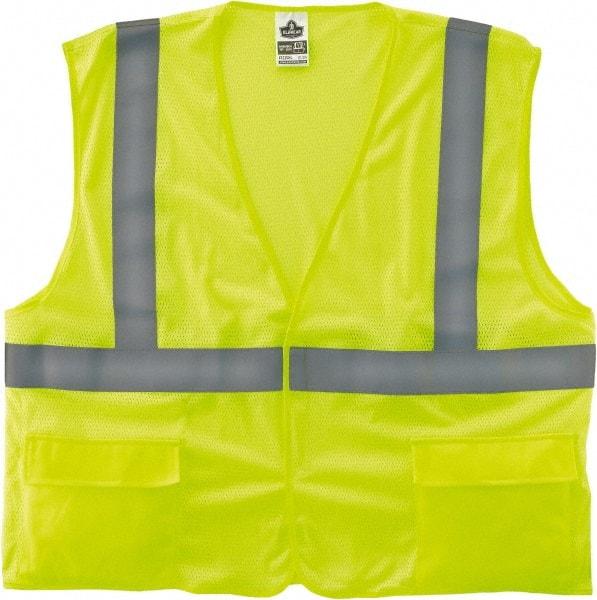 Ergodyne - Size L/XL High Visibility Lime Mesh General Purpose Vest - 44 to 52" Chest, ANSI/ISEA 107, Hook & Loop Closure, 3 Pockets, Polyester - Benchmark Tooling