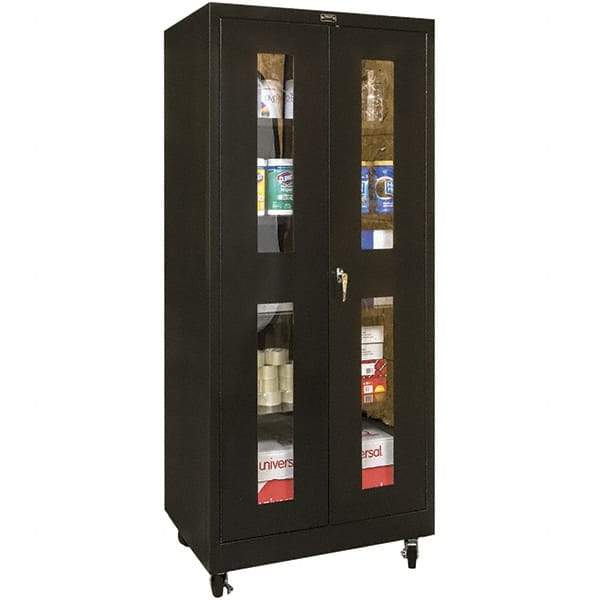 Hallowell - 4 Shelf Mobile Storage Cabinet - Steel, 36" Wide x 24" Deep x 72" High, Black - Benchmark Tooling