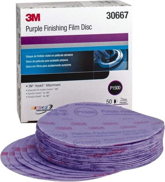3M - 6" Diam, 1,500 Grit, Aluminum Oxide Hook & Loop Disc - Ultra Fine Grade, Coated - Benchmark Tooling