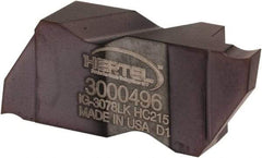 Hertel - 3078IG K Grade HC215, 1.98mm Cutting Width Carbide Grooving Insert - 3.05mm Max Depth of Cut, Left Hand, TiAlN Finish - Benchmark Tooling