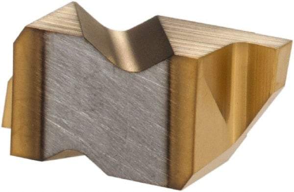 Hertel - 3125IG Grade HC120, 3.18mm Cutting Width Carbide Grooving Insert - 4.57mm Max Depth of Cut, Right Hand, TiN Finish - Benchmark Tooling