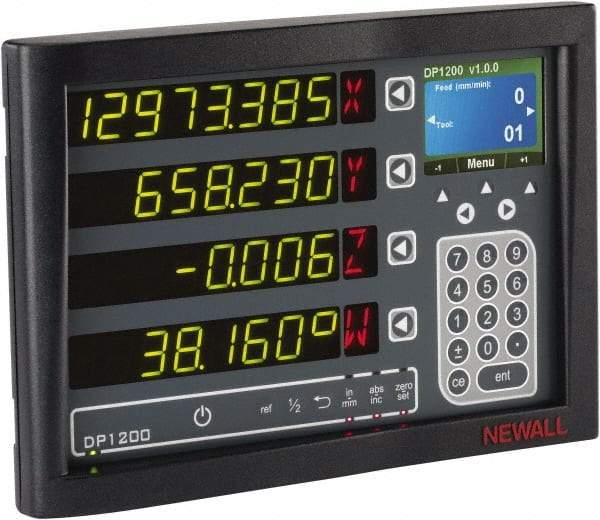 Newall - 2 Axis, 12" X-Axis Travel, 160" Z-Axis Travel, Lathe DRO System - 5µm/10µm Resolution, 10µm Accuracy, Digital Display - Benchmark Tooling
