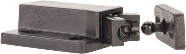 Sugatsune - 1-3/8" Long x 3/4" Wide x 1/2" High, Plastic Compact Safe Push Latch - MC-28 Catch - Black Coated - Benchmark Tooling