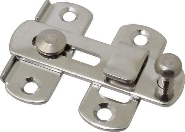 Sugatsune - 2-3/4" Long x 2" Wide, Slide Bar Latch - Stainless Steel, with Polished Finish - Benchmark Tooling