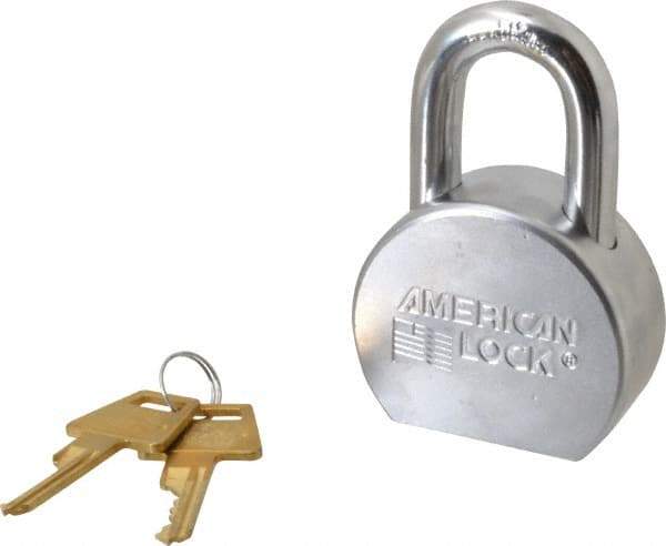 American Lock - 1-1/16" Shackle Clearance, Keyed Different A700 Padlock - 7/16" Shackle Diam, Steel, with Satin Chrome, Triple Plated Finish - Benchmark Tooling