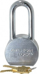 American Lock - 2" Shackle Clearance, Keyed Alike A701 Padlock - 7/16" Shackle Diam, Steel, with Satin Chrome, Triple Plated Finish - Benchmark Tooling