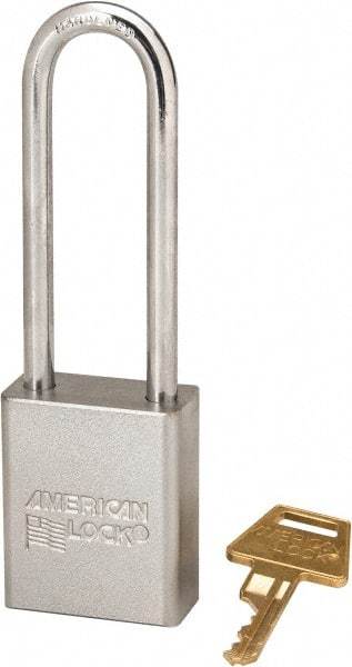 American Lock - 3" Shackle Clearance, Keyed Different A5102 Padlock - 1/4" Shackle Diam, Steel - Benchmark Tooling