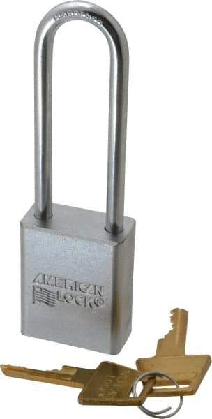 American Lock - 3" Shackle Clearance, Keyed Alike A5102 Padlock - 1/4" Shackle Diam, Steel - Benchmark Tooling