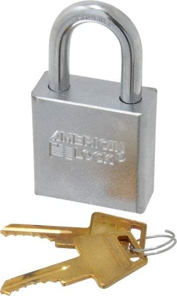 American Lock - 1-1/8" Shackle Clearance, Keyed Different A5200 Padlock - 5/16" Shackle Diam, Steel - Benchmark Tooling