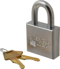 American Lock - 1-1/8" Shackle Clearance, Keyed Different A5260 Padlock - 3/8" Shackle Diam, Steel, with Solid Steel Finish - Benchmark Tooling