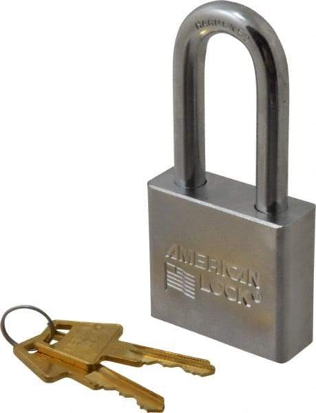 American Lock - 2" Shackle Clearance, Keyed Different A5261 Padlock - 3/8" Shackle Diam, Steel, with Solid Steel Finish - Benchmark Tooling