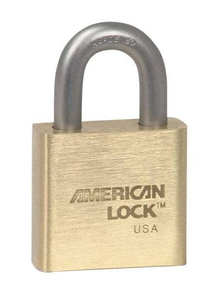 American Lock - 3" Shackle Clearance, Keyed Alike A5572 Padlock - 3/8" Shackle Diam, Steel & Brass, with Solid Extruded Brass Finish - Benchmark Tooling