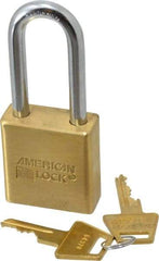 American Lock - 2" Shackle Clearance, Keyed Different A5561 Padlock - 5/16" Shackle Diam, Steel & Brass, with Solid Extruded Brass Finish - Benchmark Tooling