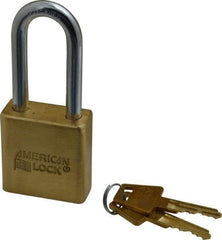 American Lock - 2" Shackle Clearance, Keyed Alike A5561 Padlock - 5/16" Shackle Diam, Steel & Brass, with Solid Extruded Brass Finish - Benchmark Tooling