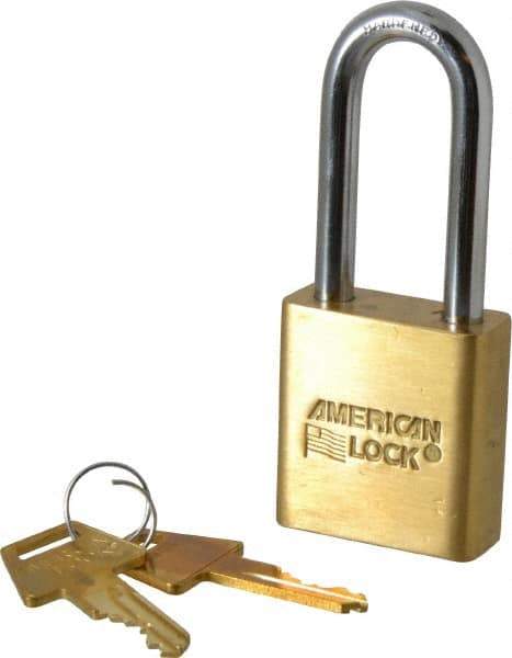 American Lock - 2" Shackle Clearance, Keyed Alike A5561 Padlock - 5/16" Shackle Diam, Steel & Brass, with Solid Extruded Brass Finish - Benchmark Tooling