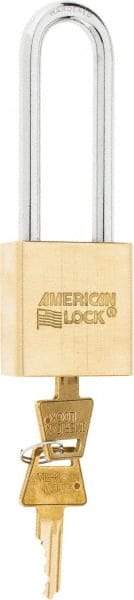 American Lock - 3" Shackle Clearance, Keyed Alike A5562 Padlock - 5/16" Shackle Diam, Steel & Brass, with Solid Extruded Brass Finish - Benchmark Tooling