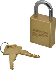 American Lock - 1" Shackle Clearance, Keyed Alike A5530 Padlock - 1/4" Shackle Diam, Steel & Brass, with Solid Extruded Brass Finish - Benchmark Tooling