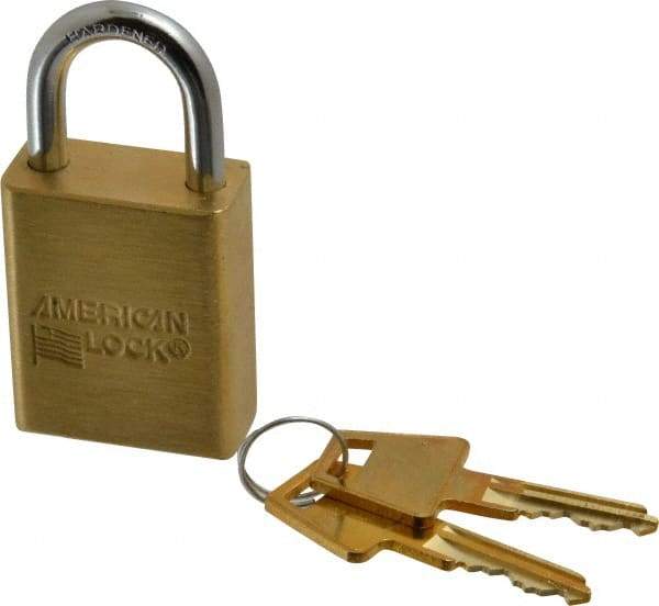 American Lock - 1" Shackle Clearance, Keyed Alike A5530 Padlock - 1/4" Shackle Diam, Steel & Brass, with Solid Extruded Brass Finish - Benchmark Tooling