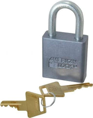 American Lock - 1-1/16" Shackle Clearance, Keyed Alike A10 Padlock - 5/16" Shackle Diam, Aluminum, with Solid Aluminum Finish - Benchmark Tooling