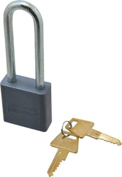 American Lock - 3" Shackle Clearance, Keyed Alike A12 Padlock - 5/16" Shackle Diam, Aluminum, with Solid Aluminum Finish - Benchmark Tooling