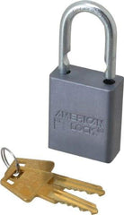 American Lock - 1" Shackle Clearance, Keyed Different A30 Padlock - 1/4" Shackle Diam, Aluminum, with Solid Aluminum Finish - Benchmark Tooling