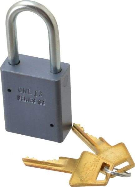 American Lock - 1-1/2" Shackle Clearance, Keyed Alike A31 Padlock - 1/4" Shackle Diam, Aluminum, with Solid Aluminum Finish - Benchmark Tooling