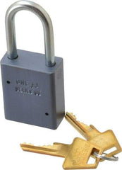 American Lock - 1-1/2" Shackle Clearance, Keyed Alike A31 Padlock - 1/4" Shackle Diam, Aluminum, with Solid Aluminum Finish - Benchmark Tooling