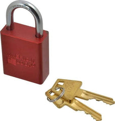 American Lock - Keyed Different Conductive Lockout Padlock - 1" Shackle Clearance, 1/4" Shackle Diam, 1.8" Body Height x 1-1/2" Body Width, Red, 5 Pins - Benchmark Tooling