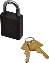 American Lock - Keyed Different Conductive Lockout Padlock - 1" Shackle Clearance, 1/4" Shackle Diam, 1.8" Body Height x 1-1/2" Body Width, Black, 5 Pins - Benchmark Tooling