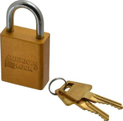 American Lock - Keyed Alike Conductive Lockout Padlock - 1" Shackle Clearance, 1/4" Shackle Diam, 1.8" Body Height x 1-1/2" Body Width, Yellow, 5 Pins - Benchmark Tooling