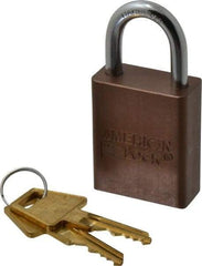 American Lock - Keyed Different Conductive Lockout Padlock - 1" Shackle Clearance, 1/4" Shackle Diam, 1.8" Body Height x 1-1/2" Body Width, Brown, 5 Pins - Benchmark Tooling