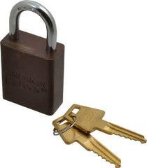 American Lock - Keyed Alike Conductive Lockout Padlock - 1" Shackle Clearance, 1/4" Shackle Diam, 1.8" Body Height x 1-1/2" Body Width, Brown, 5 Pins - Benchmark Tooling