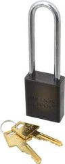 American Lock - Keyed Different Conductive Lockout Padlock - 3" Shackle Clearance, 1/4" Shackle Diam, 1.8" Body Height x 1-1/2" Body Width, Black, 5 Pins - Benchmark Tooling