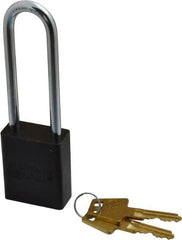 American Lock - Keyed Alike Conductive Lockout Padlock - 3" Shackle Clearance, 1/4" Shackle Diam, 1.8" Body Height x 1-1/2" Body Width, Black, 5 Pins - Benchmark Tooling