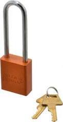 American Lock - Keyed Different Conductive Lockout Padlock - 3" Shackle Clearance, 1/4" Shackle Diam, 1.8" Body Height x 1-1/2" Body Width, Orange, 5 Pins - Benchmark Tooling